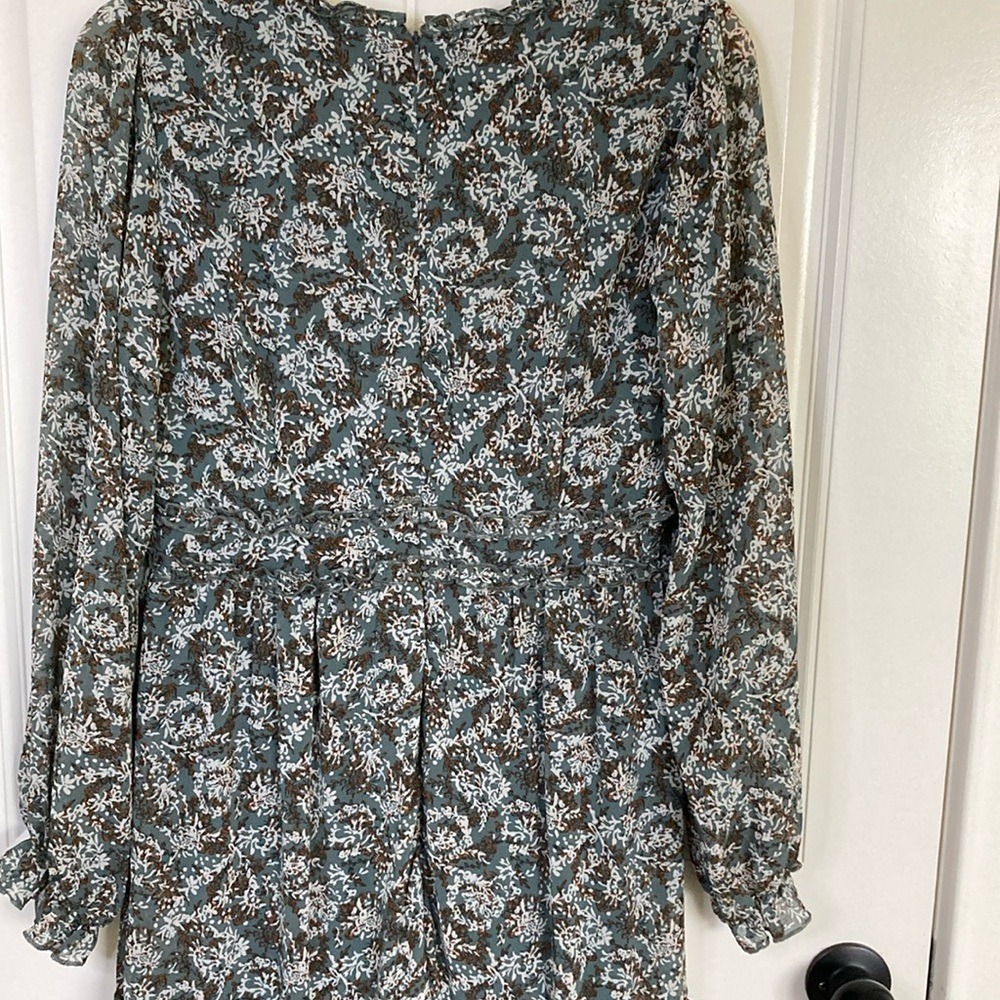 Bae Vely Womens Floral Long Sleeve Tiered Maxi Dress Size M Green Cottagecore - Picture 12 of 14